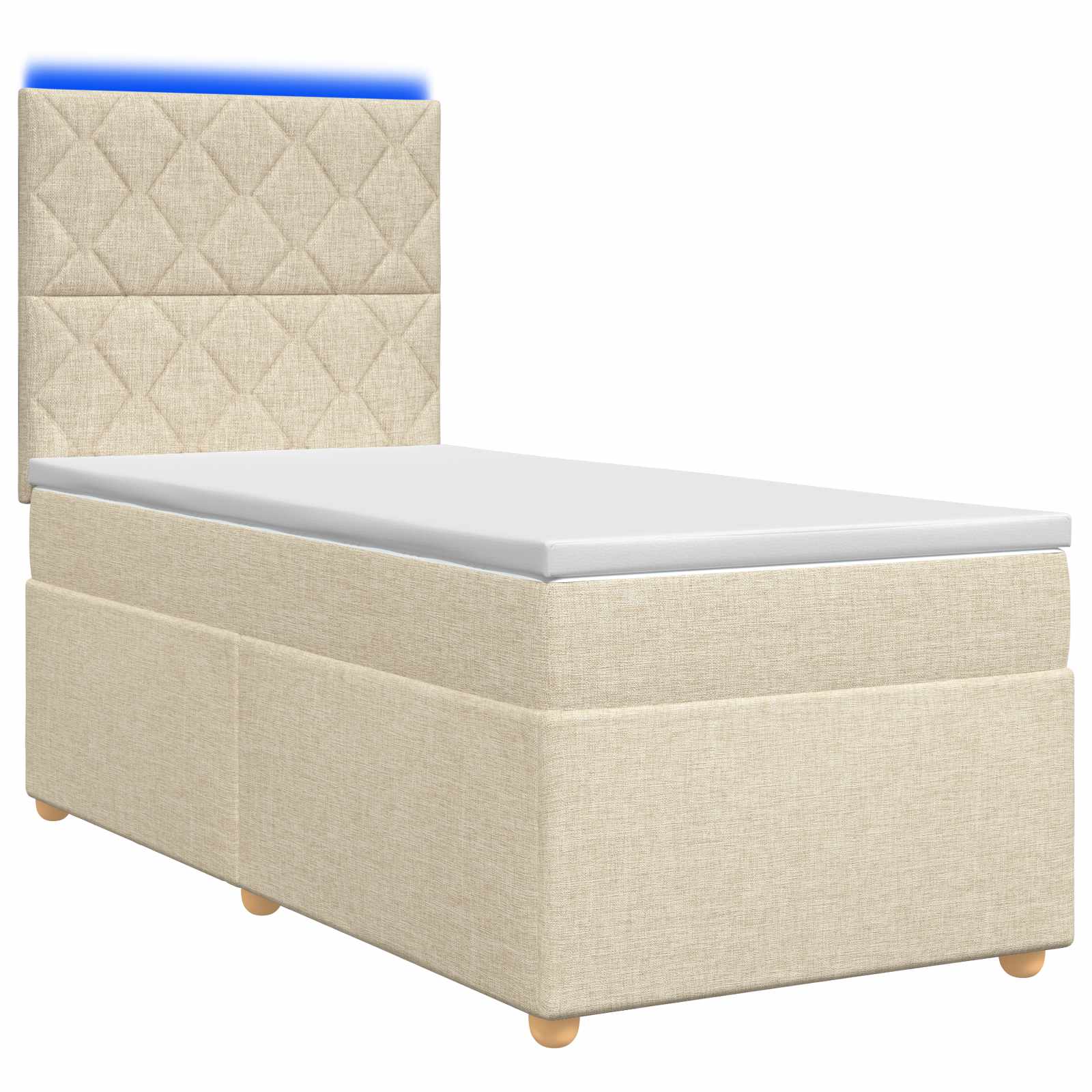 Κρεβάτι box spring με στρώμα Κρεμ 90 x 200 cm Ύφασμα - Pakobazaar