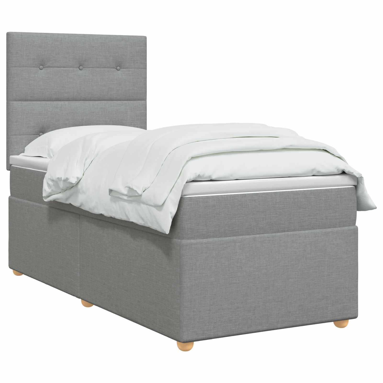 Κρεβάτι box spring με στρώμα Ανοιχτό γκρι 100 x 200 cm Ύφασμα - Pakobazaar