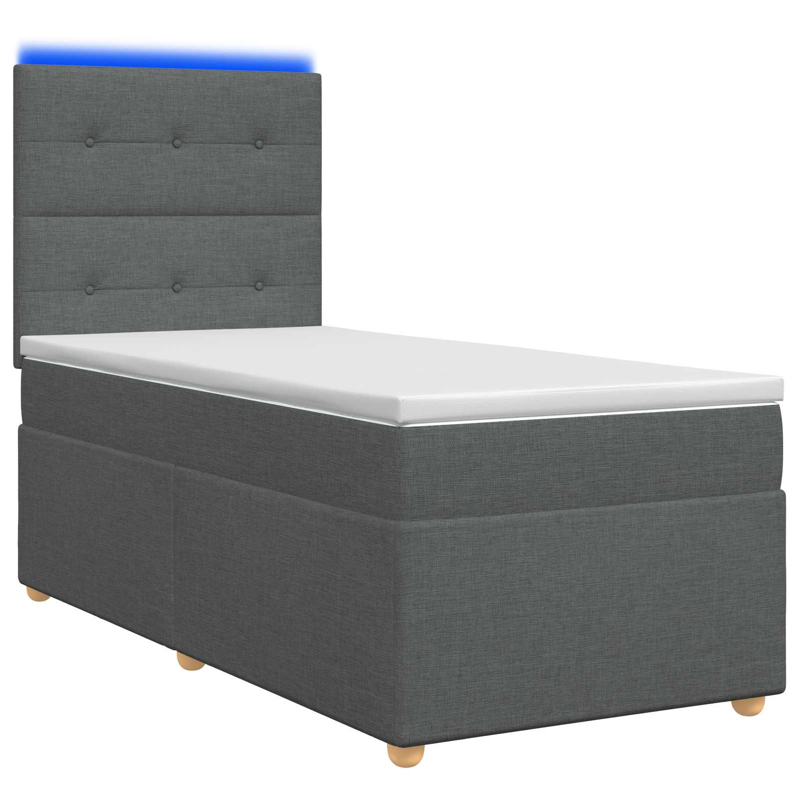 Κρεβάτι box spring με στρώμα Σκούρο Γκρι 100 x 200 cm Ύφασμα - Pakobazaar