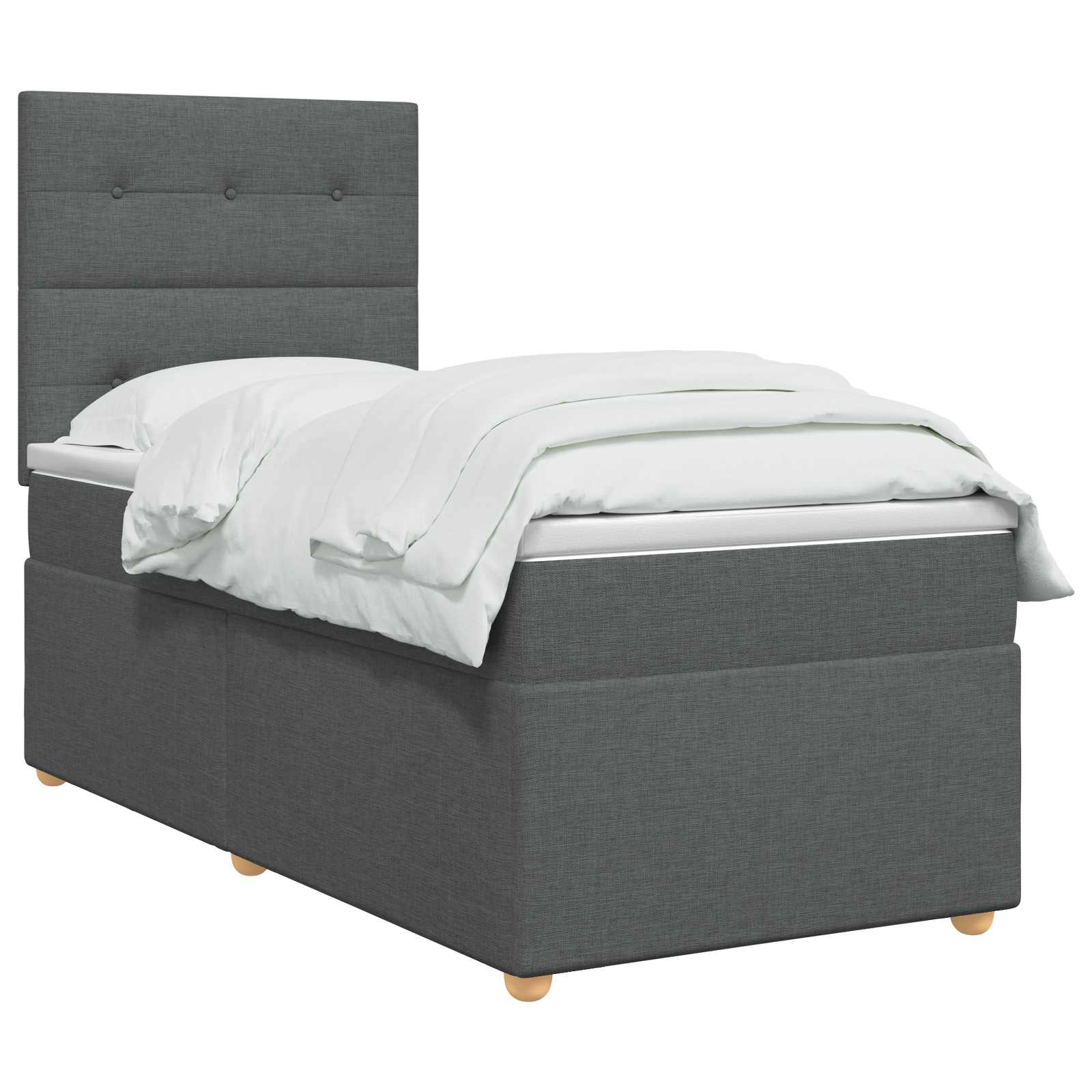 Κρεβάτι box spring με στρώμα Σκούρο Γκρι 100 x 200 cm Ύφασμα - Pakobazaar