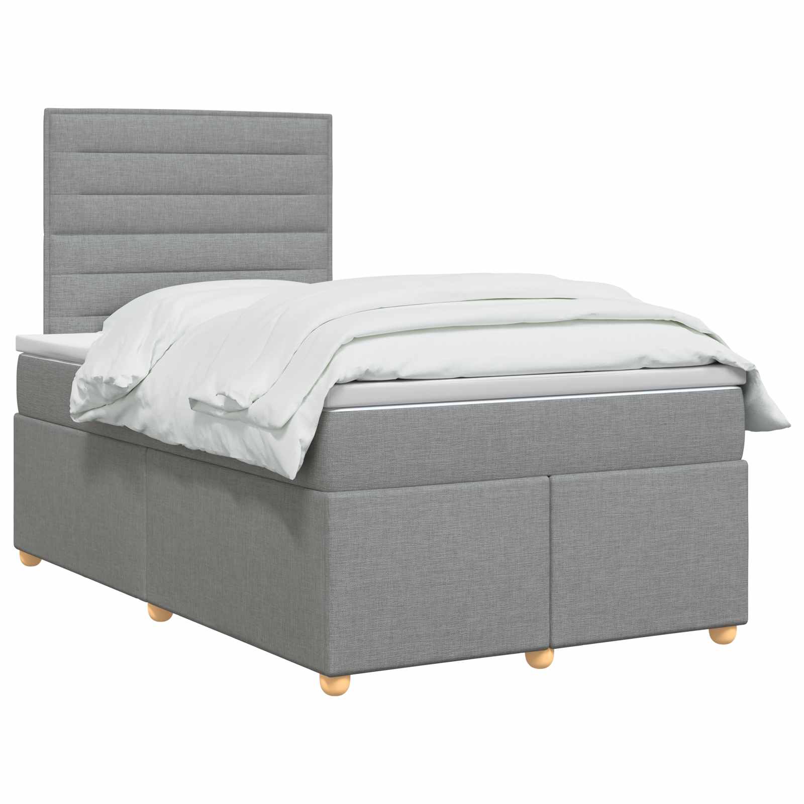 Κρεβάτι box spring με στρώμα Ανοιχτό γκρι 120 x 190 cm Ύφασμα - Pakobazaar