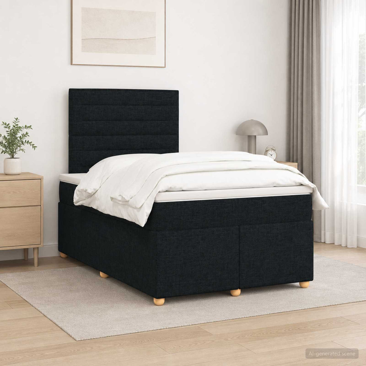 Κρεβάτι box spring με στρώμα Μαύρο 120 x 200 cm Ύφασμα