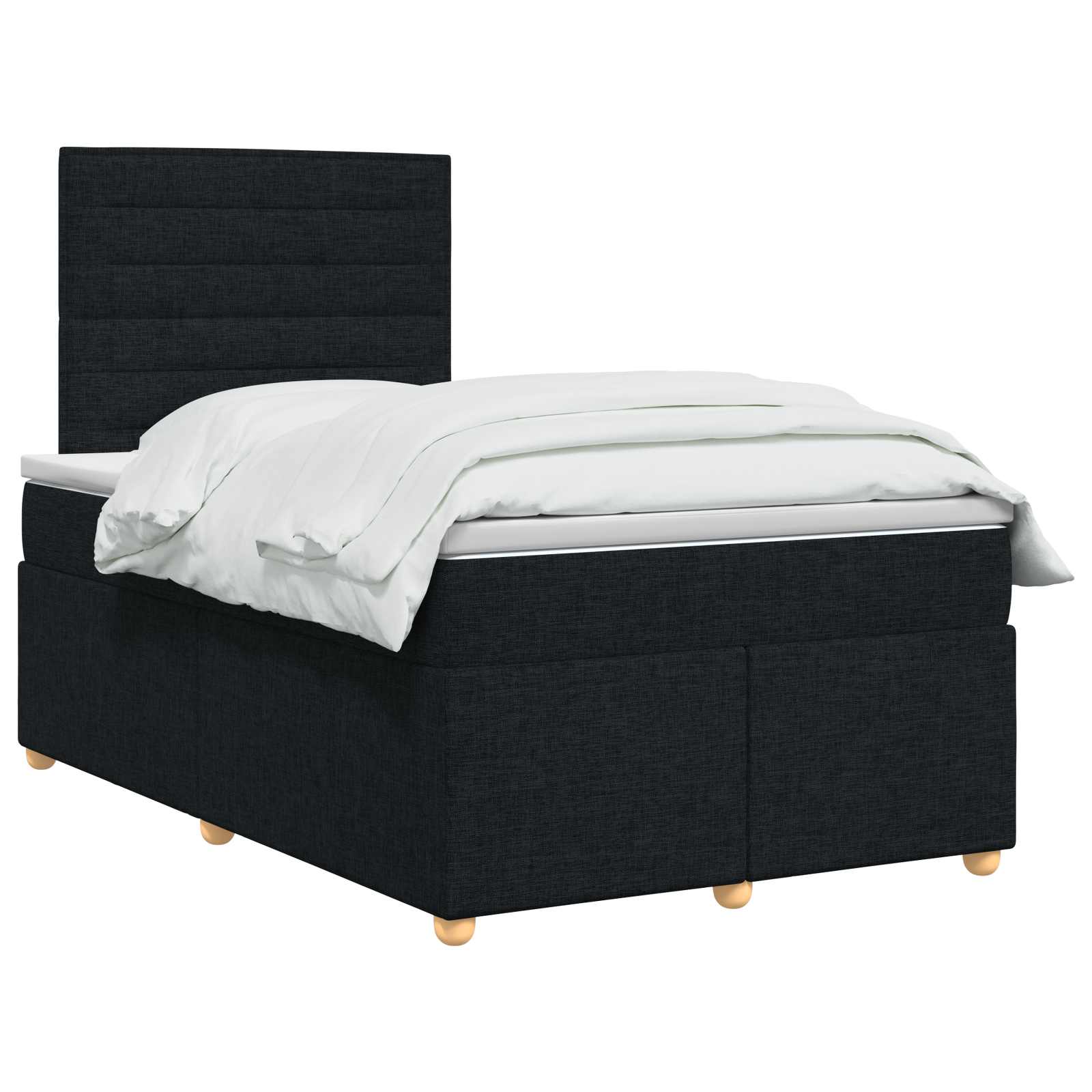 Κρεβάτι box spring με στρώμα Μαύρο 120 x 190 cm Ύφασμα - Pakobazaar