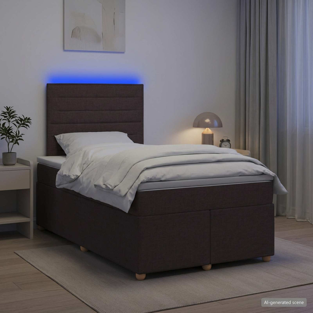 Κρεβάτι box spring με στρώμα Σκούρο Καφέ 120 x 190 cm Ύφασμα - Pakobazaar