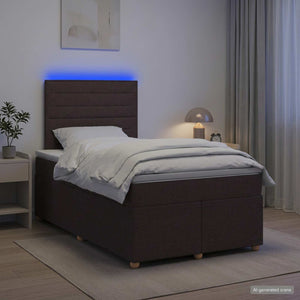 Κρεβάτι box spring με στρώμα Σκούρο Καφέ 120 x 190 cm Ύφασμα - Pakobazaar