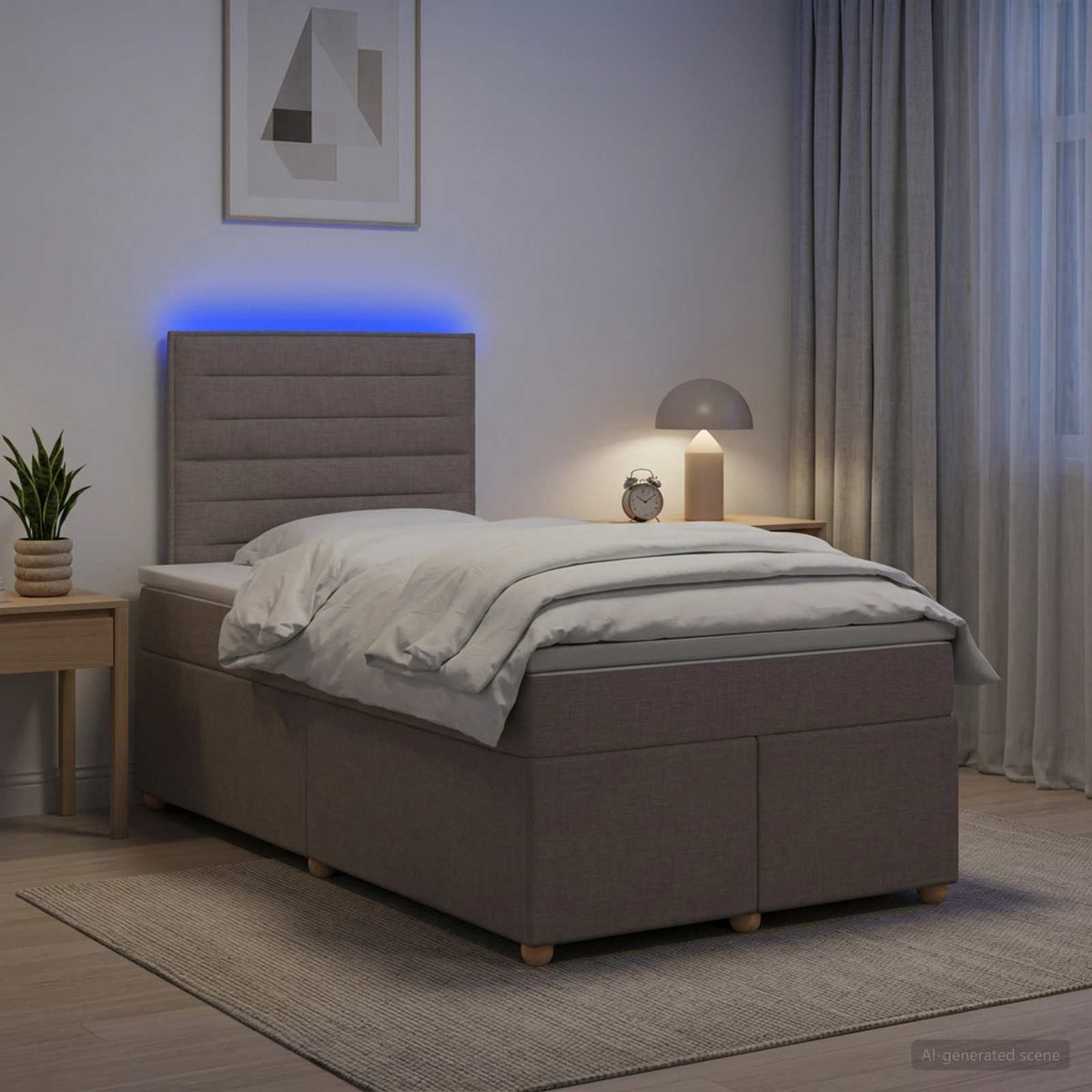 Κρεβάτι box spring με στρώμα Taupe 120 x 190 cm Ύφασμα - Pakobazaar