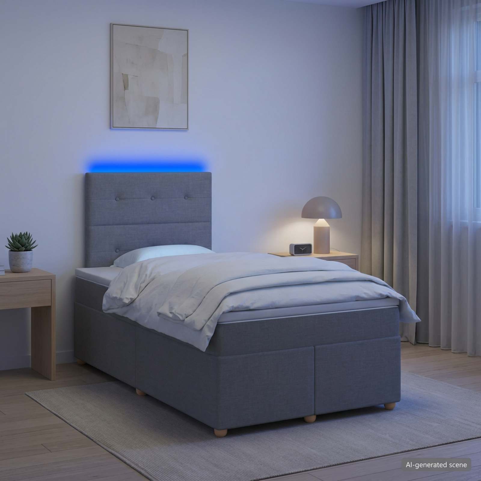 Κρεβάτι box spring με στρώμα Ανοιχτό γκρι 120 x 190 cm Ύφασμα - Pakobazaar