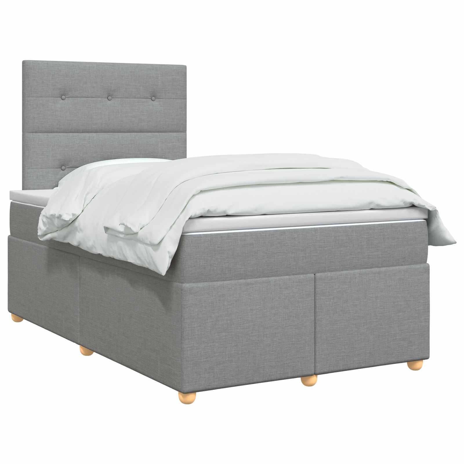 Κρεβάτι box spring με στρώμα Ανοιχτό γκρι 120 x 190 cm Ύφασμα - Pakobazaar
