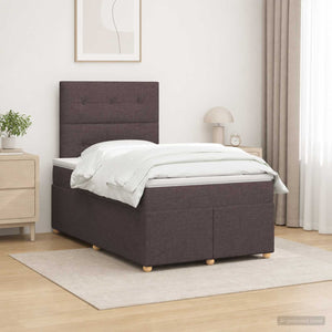 Κρεβάτι box spring με στρώμα Σκούρο Καφέ 120 x 200 cm Ύφασμα - Pakobazaar