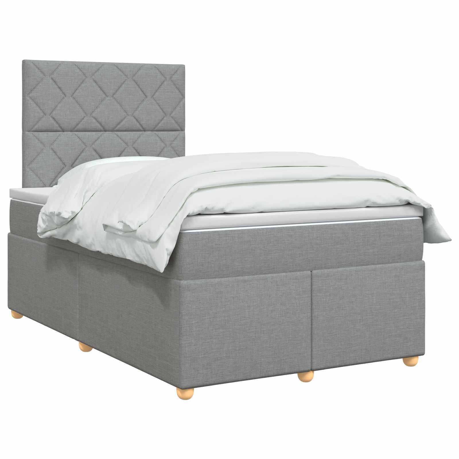 Κρεβάτι box spring με στρώμα Ανοιχτό γκρι 120 x 190 cm Ύφασμα - Pakobazaar