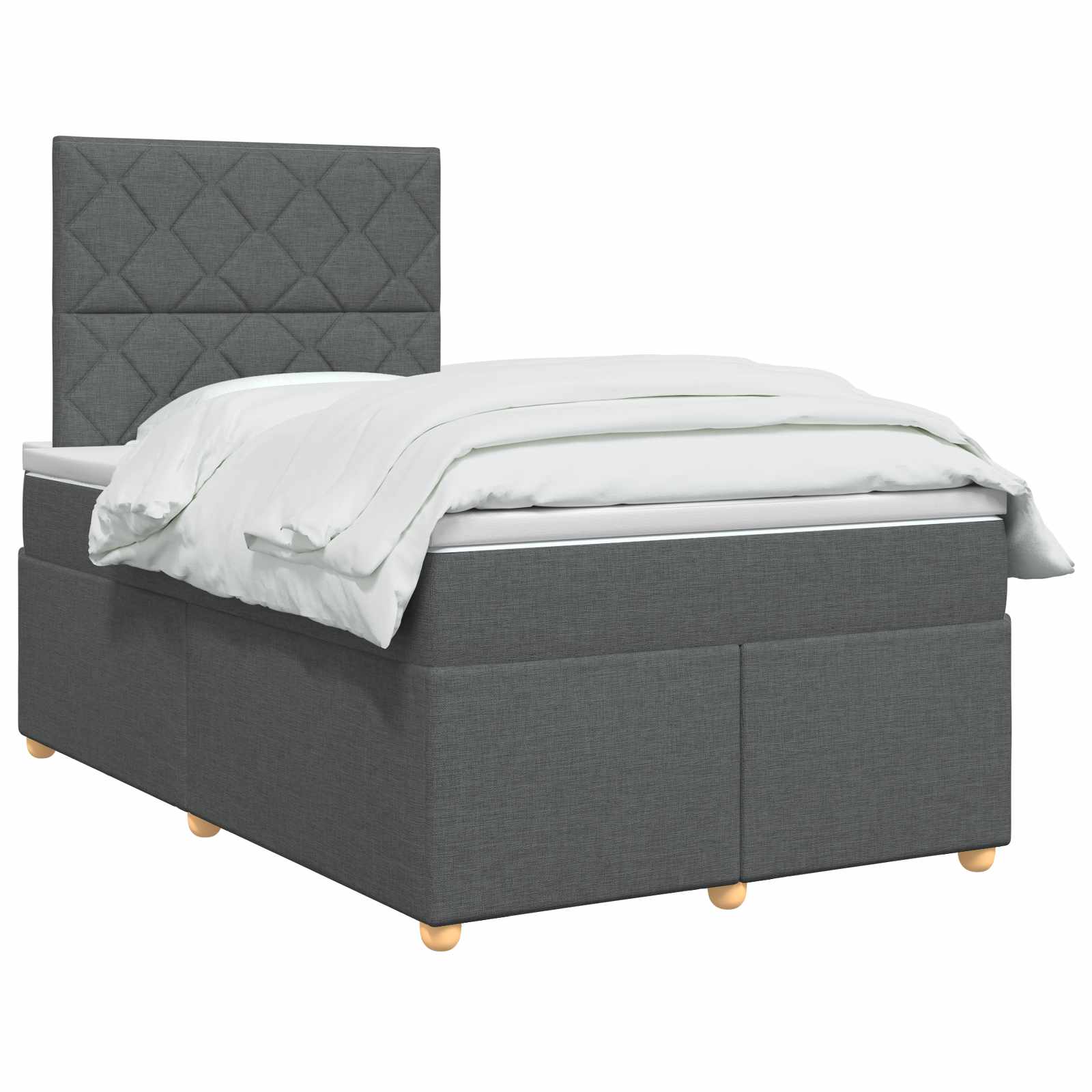 Κρεβάτι box spring με στρώμα Σκούρο Γκρι 120 x 190 cm Ύφασμα - Pakobazaar