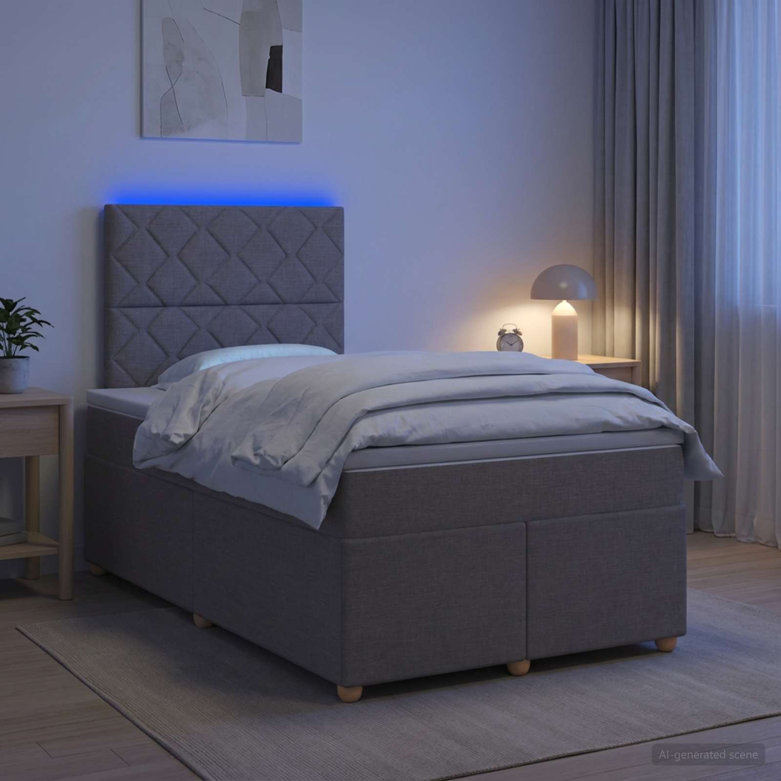 Κρεβάτι box spring με στρώμα Taupe 120 x 200 cm Ύφασμα - Pakobazaar