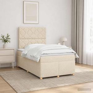 Κρεβάτι box spring με στρώμα Κρεμ 120 x 190 cm Ύφασμα - Pakobazaar