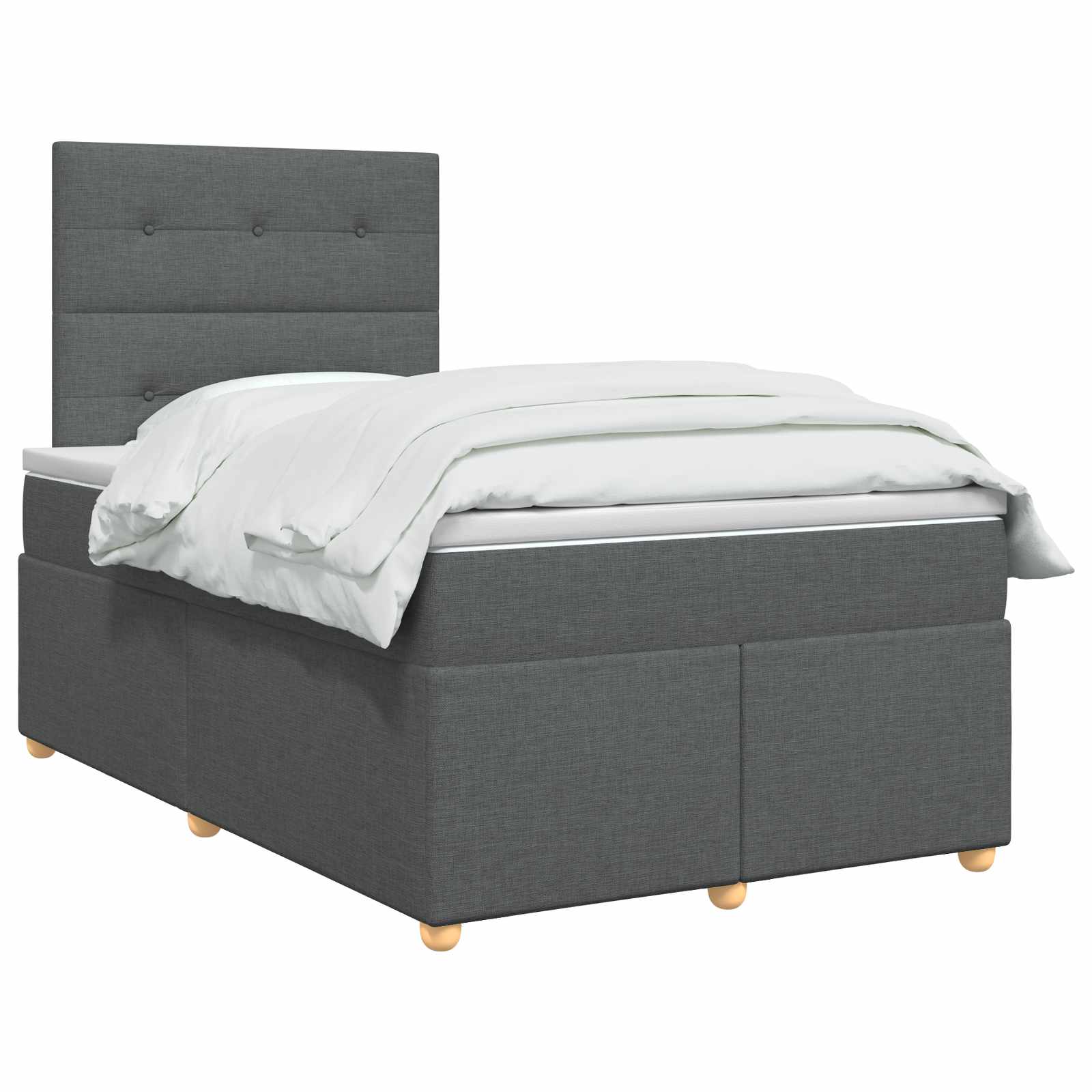Κρεβάτι box spring με στρώμα Σκούρο Γκρι 120 x 200 cm Ύφασμα - Pakobazaar
