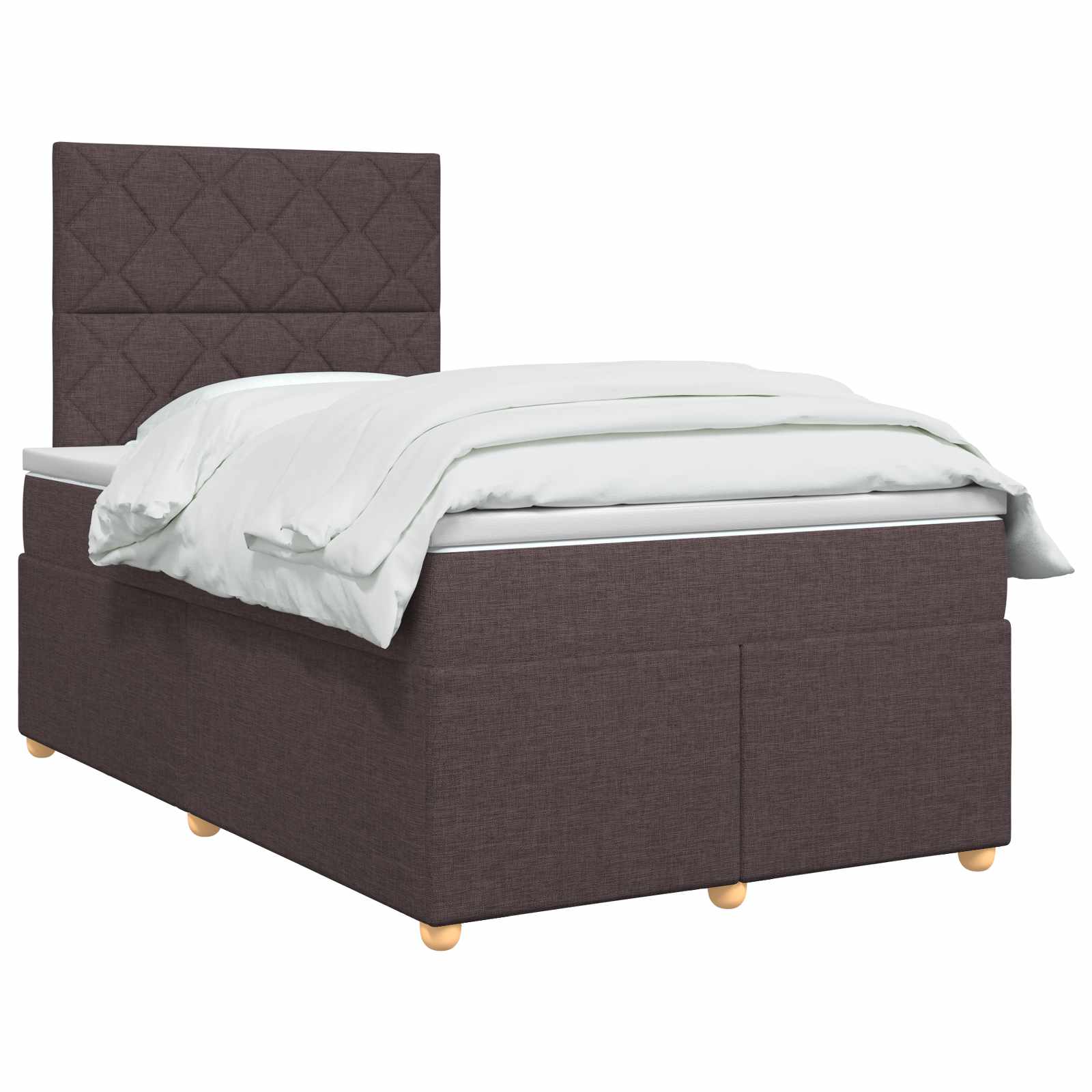 Κρεβάτι box spring με στρώμα Σκούρο Καφέ 120 x 200 cm Ύφασμα - Pakobazaar
