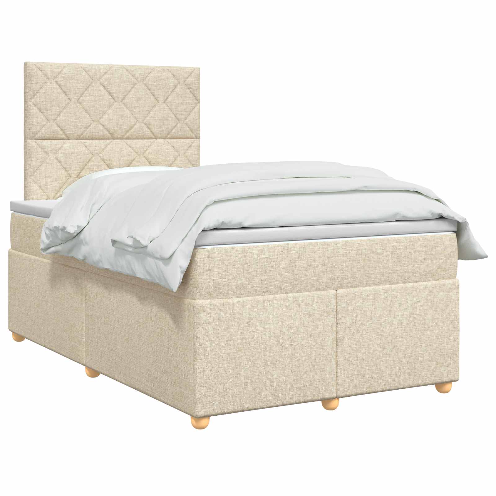 Κρεβάτι box spring με στρώμα Κρεμ 120 x 200 cm Ύφασμα - Pakobazaar