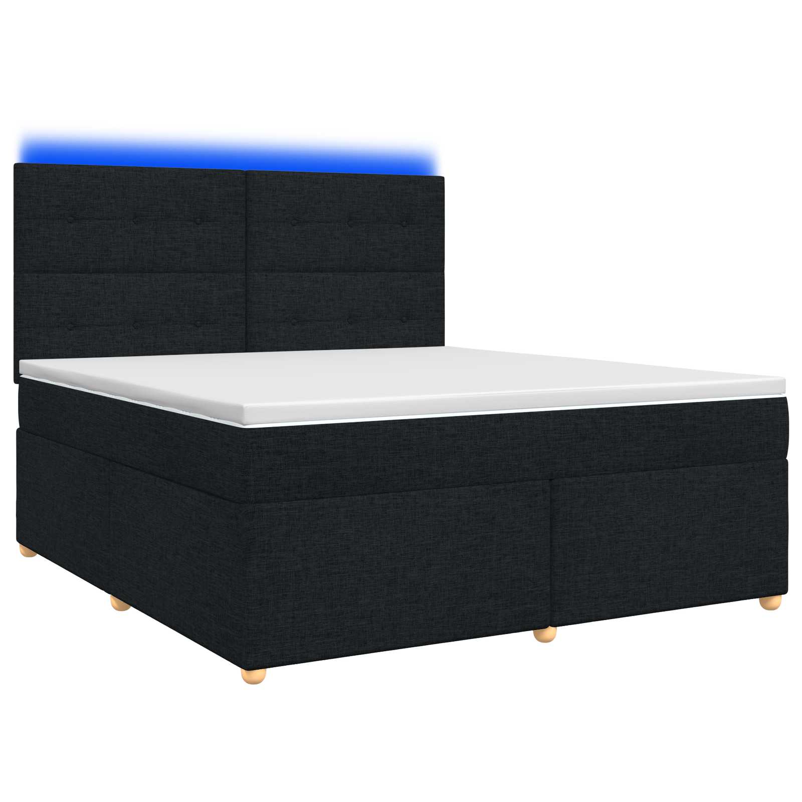 Κρεβάτι box spring με στρώμα Μαύρο 140 x 190 cm Ύφασμα - Pakobazaar