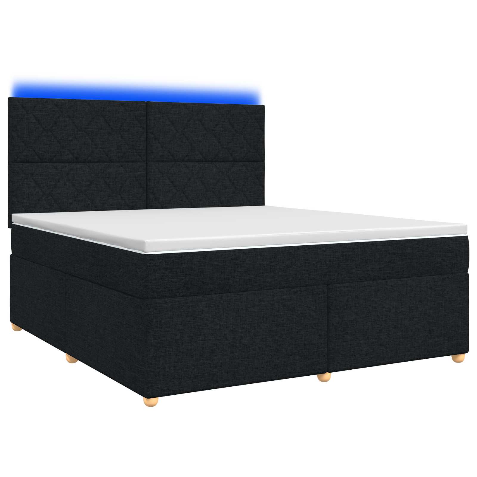 Κρεβάτι box spring με στρώμα Μαύρο 140 x 190 cm Ύφασμα
