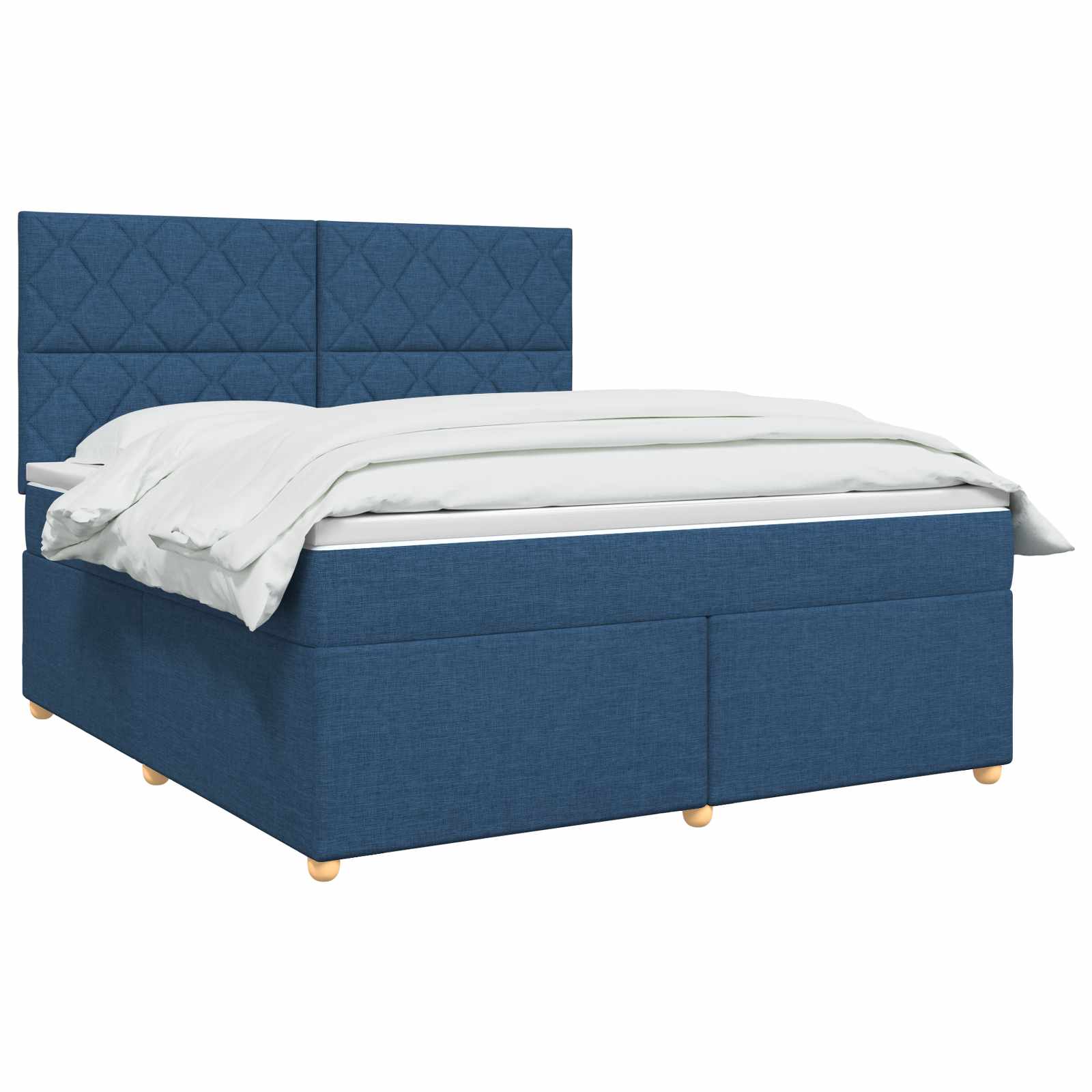 Κρεβάτι box spring με στρώμα Μπλε 140 x 200 cm Ύφασμα - Pakobazaar