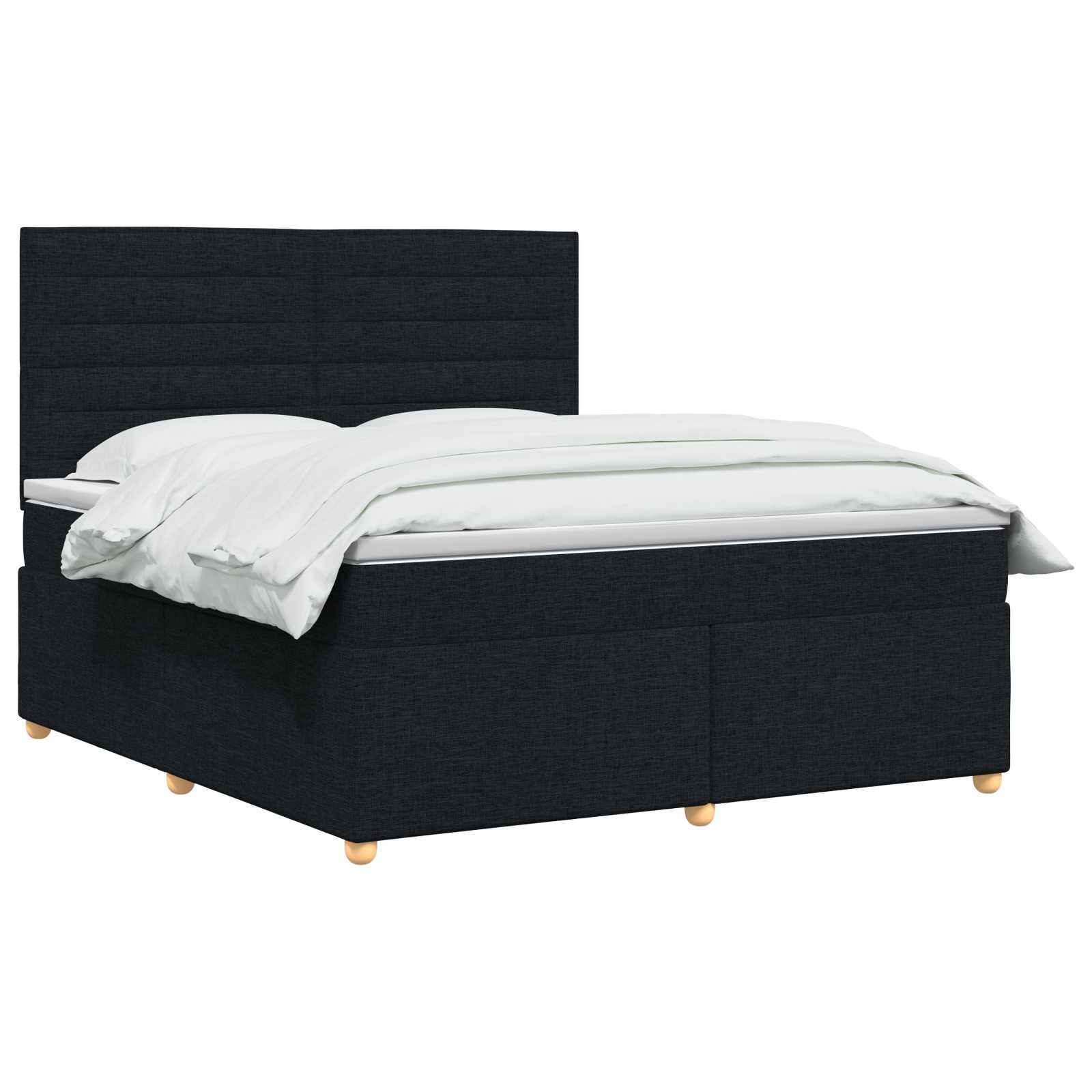 Κρεβάτι box spring με στρώμα Μαύρο 160 x 200 cm Ύφασμα