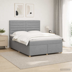 Κρεβάτι box spring με στρώμα Ανοιχτό γκρι 180 x 200 cm Ύφασμα