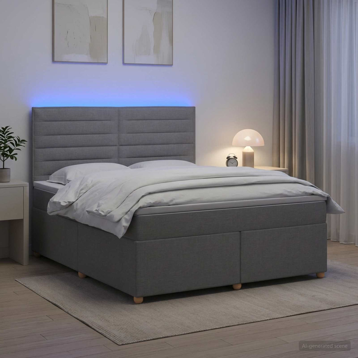 Κρεβάτι box spring με στρώμα Ανοιχτό γκρι 180 x 200 cm Ύφασμα