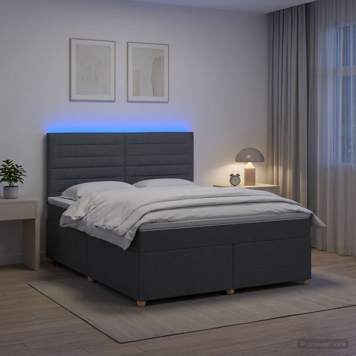 Κρεβάτι box spring με στρώμα Σκούρο Γκρι 180 x 200 cm Ύφασμα - Pakobazaar