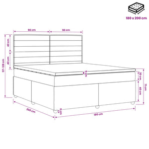 Κρεβάτι box spring με στρώμα Σκούρο Γκρι 180 x 200 cm Ύφασμα