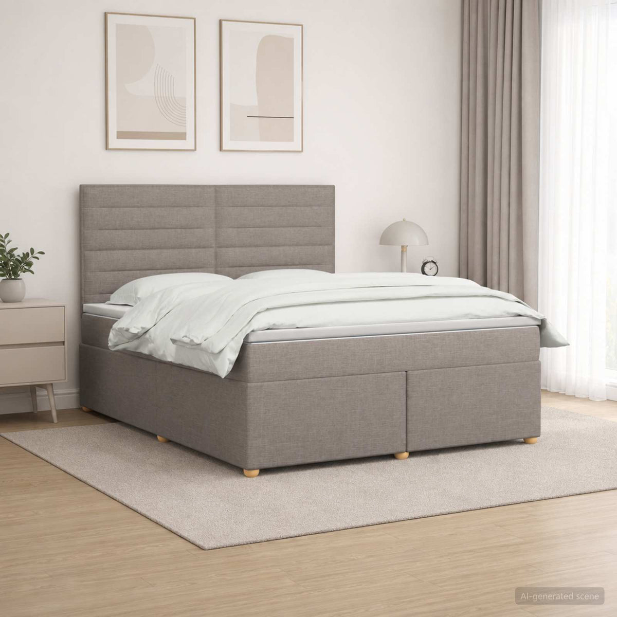 Κρεβάτι box spring με στρώμα Taupe 140 x 190 cm Ύφασμα