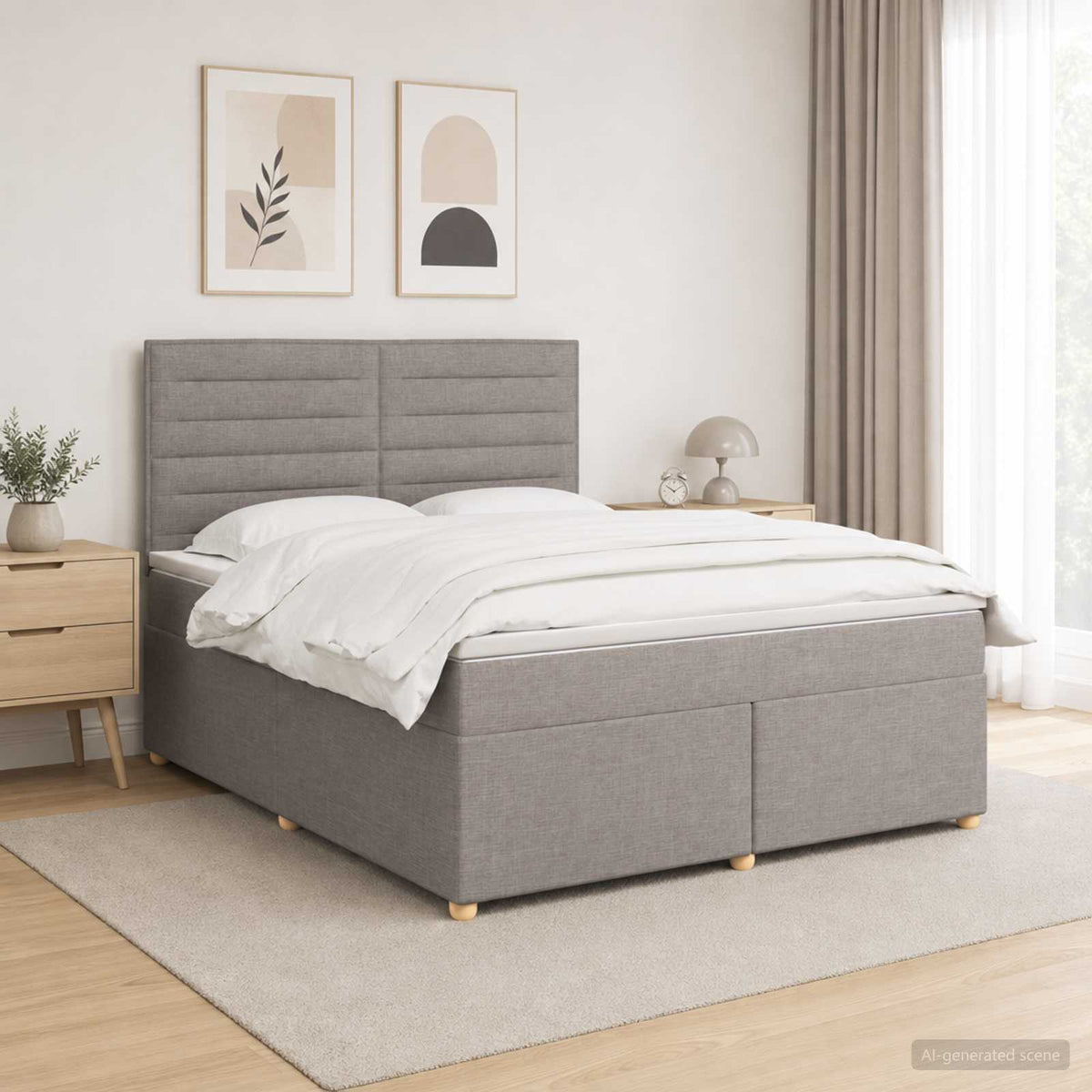 Κρεβάτι box spring με στρώμα Taupe 180 x 200 cm Ύφασμα