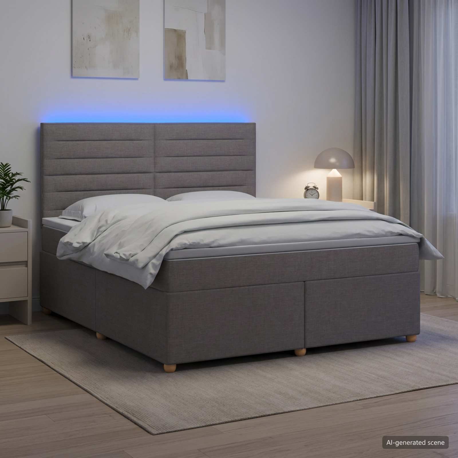 Κρεβάτι box spring με στρώμα Taupe 140 x 190 cm Ύφασμα