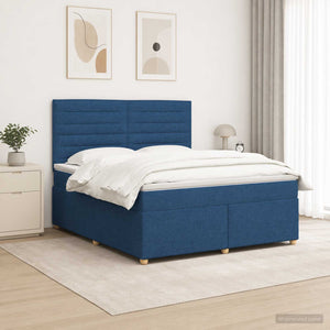 Κρεβάτι box spring με στρώμα Μπλε 140 x 200 cm Ύφασμα - Pakobazaar