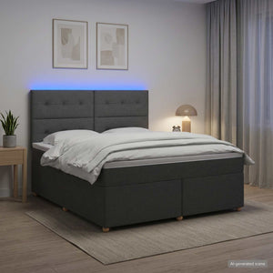 Κρεβάτι box spring με στρώμα Σκούρο Γκρι 180 x 200 cm Ύφασμα