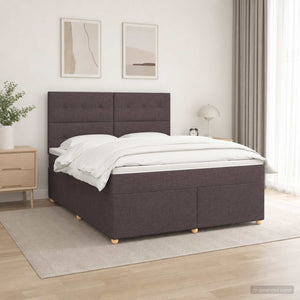 Κρεβάτι box spring με στρώμα Σκούρο Καφέ 180 x 200 cm Ύφασμα - Pakobazaar