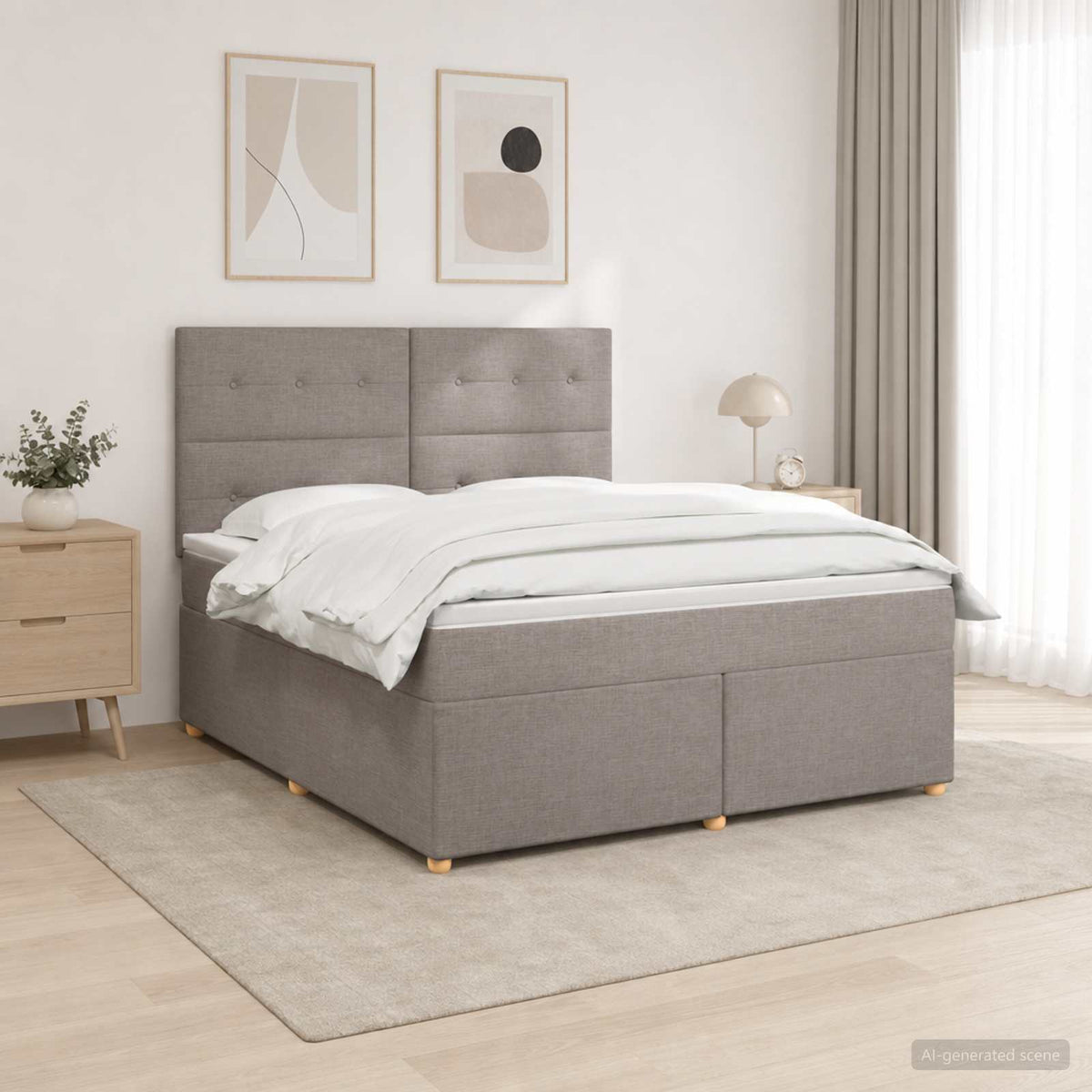 Κρεβάτι box spring με στρώμα Taupe 140 x 190 cm Ύφασμα