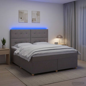Κρεβάτι box spring με στρώμα Taupe 140 x 190 cm Ύφασμα