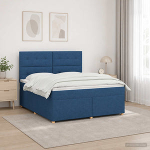 Κρεβάτι box spring με στρώμα Μπλε 180 x 200 cm Ύφασμα - Pakobazaar