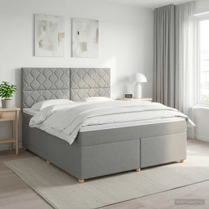 Κρεβάτι box spring με στρώμα Ανοιχτό γκρι 140 x 200 cm Ύφασμα - Pakobazaar
