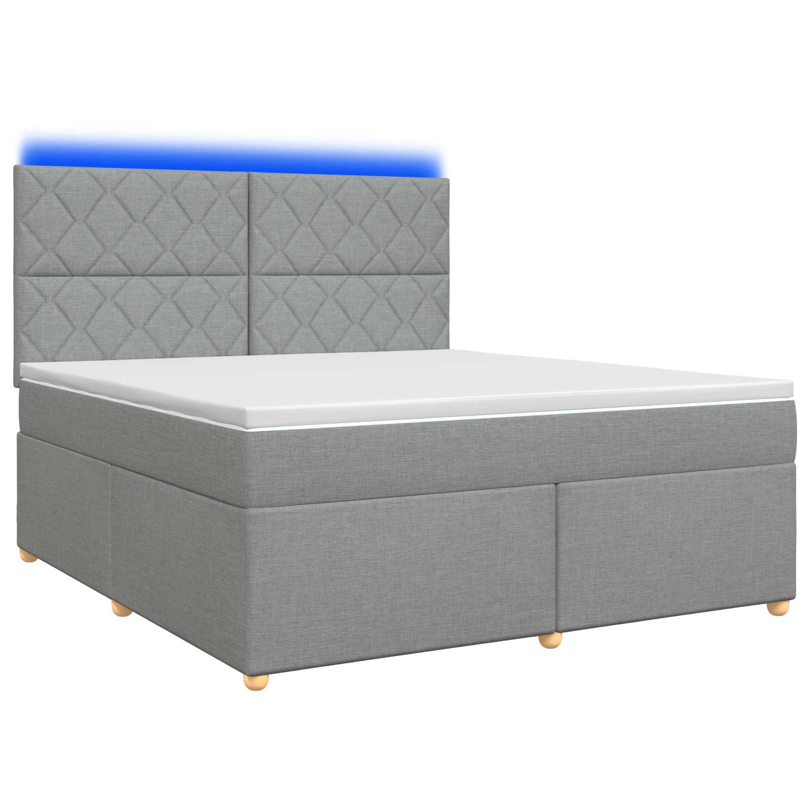 Κρεβάτι box spring με στρώμα Ανοιχτό γκρι 180 x 200 cm Ύφασμα - Pakobazaar