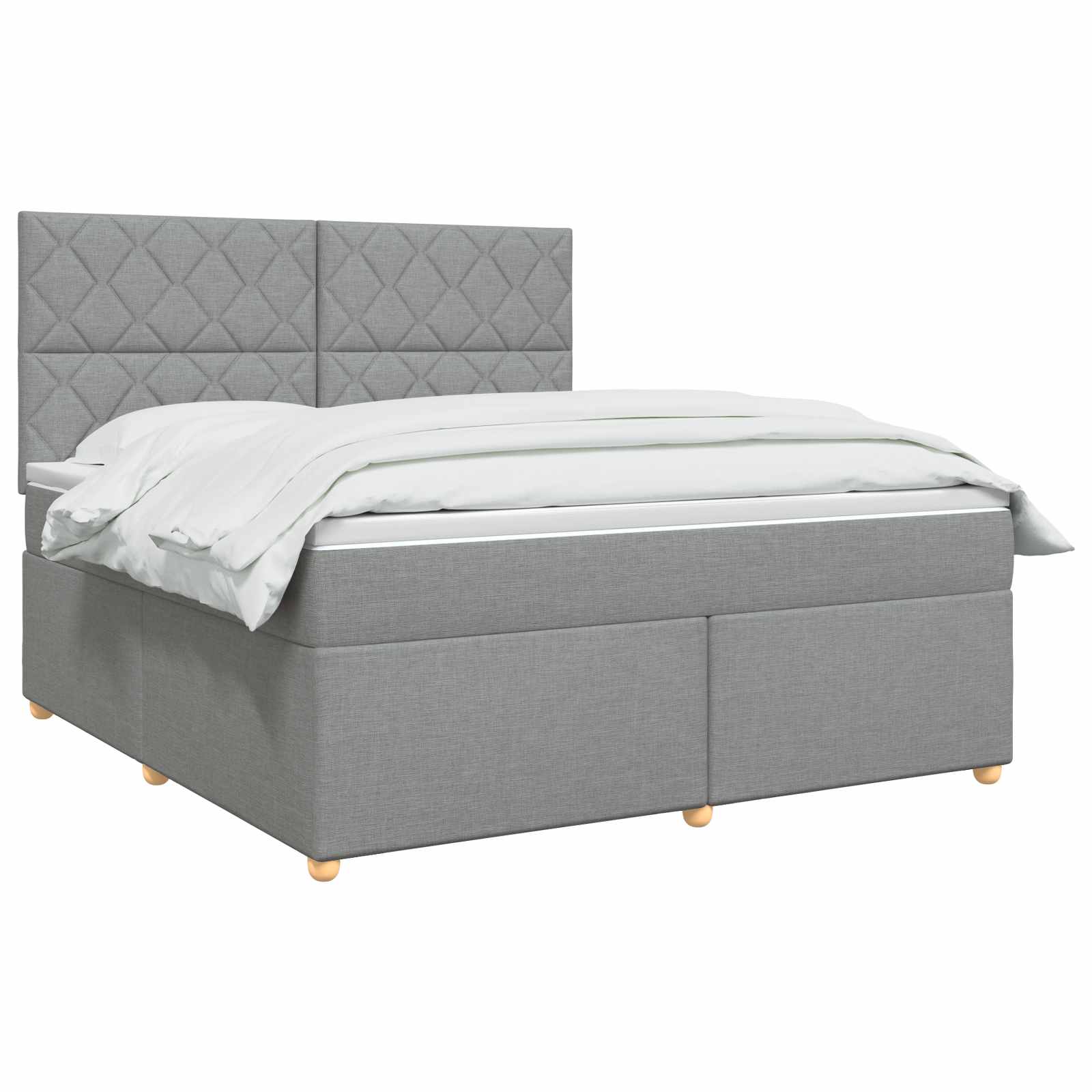 Κρεβάτι box spring με στρώμα Ανοιχτό γκρι 180 x 200 cm Ύφασμα - Pakobazaar