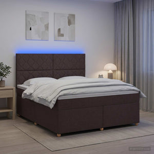 Κρεβάτι box spring με στρώμα Σκούρο Καφέ 160 x 200 cm Ύφασμα - Pakobazaar