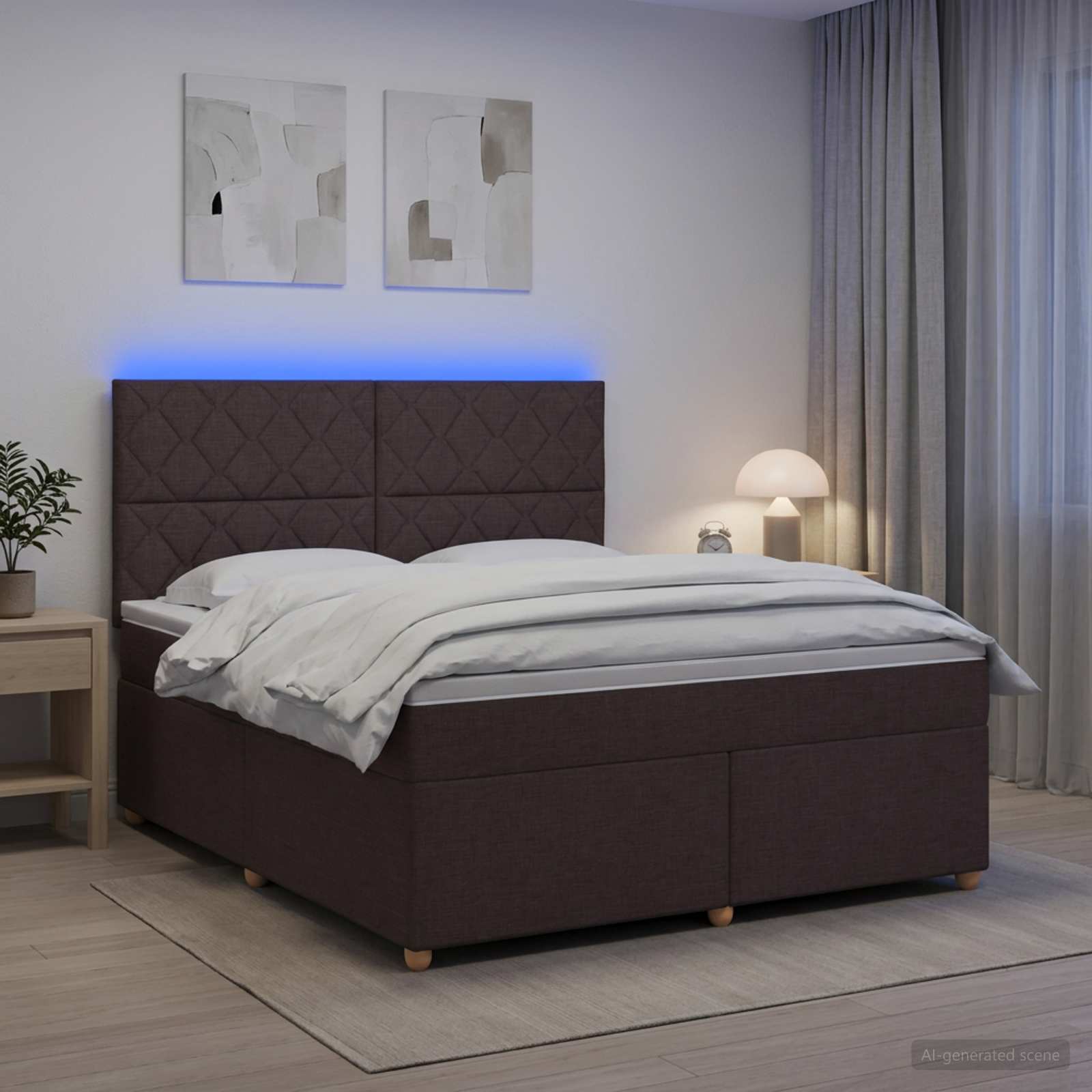 Κρεβάτι box spring με στρώμα Σκούρο Καφέ 140 x 200 cm Ύφασμα