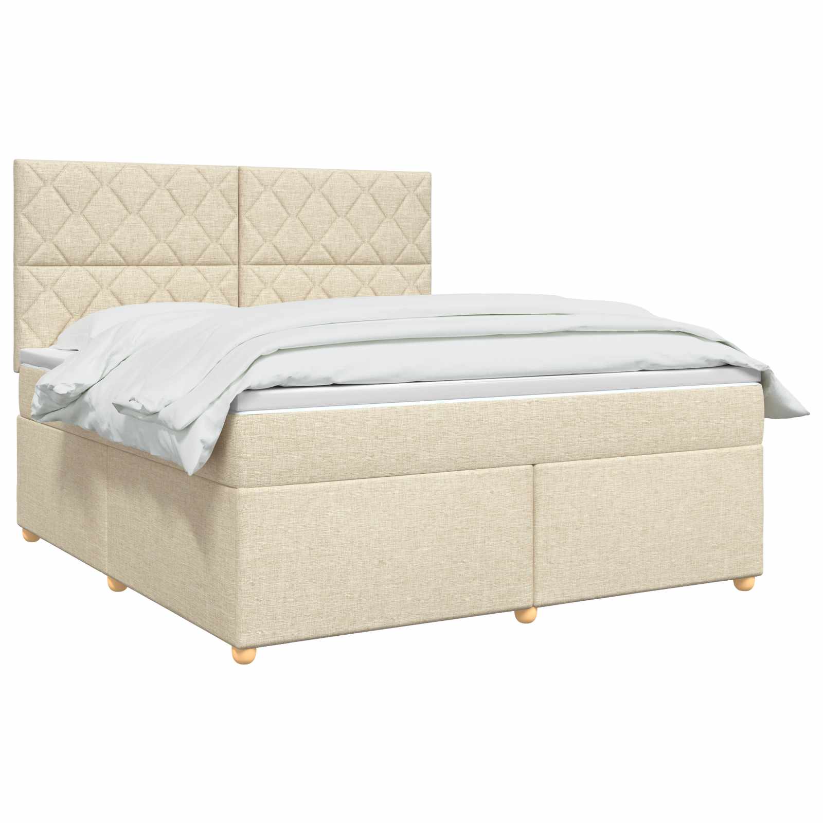 Κρεβάτι box spring με στρώμα Κρεμ 180 x 200 cm Ύφασμα - Pakobazaar