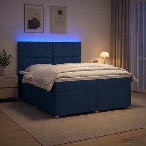 Κρεβάτι box spring με στρώμα Μπλε 140 x 200 cm Ύφασμα - Pakobazaar