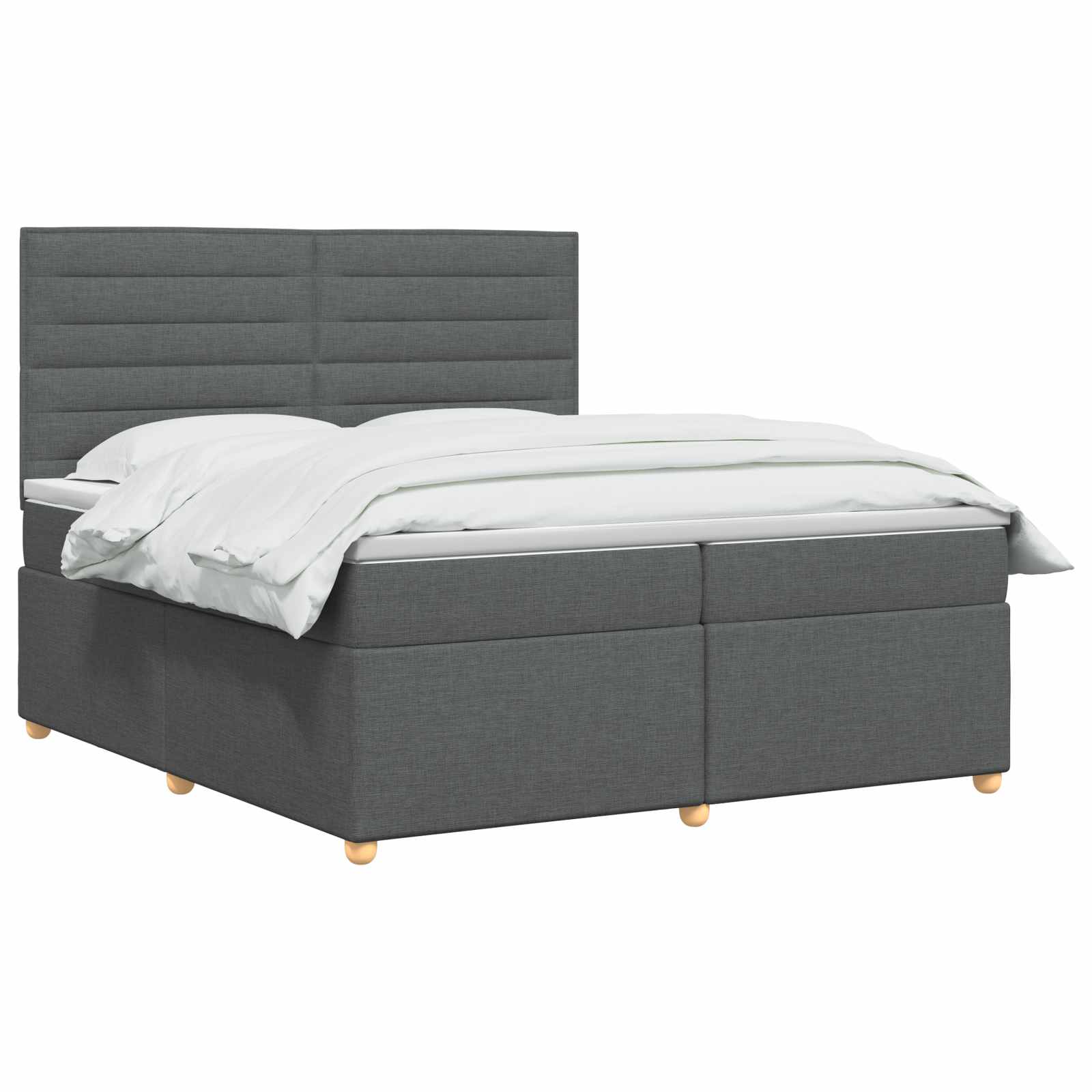 Κρεβάτι box spring με στρώμα Σκούρο Γκρι 200 x 200 cm Ύφασμα