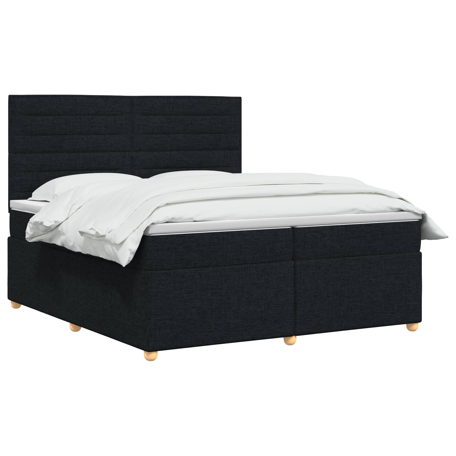 Κρεβάτι box spring με στρώμα Μαύρο 200 x 200 cm Ύφασμα