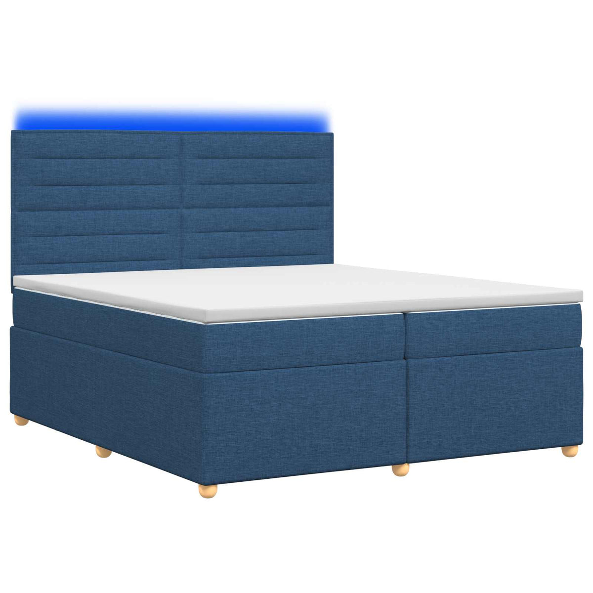 Κρεβάτι box spring με στρώμα Μπλε 200 x 200 cm Ύφασμα