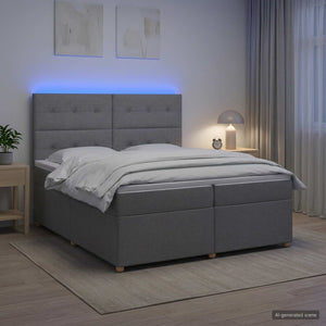 Κρεβάτι box spring με στρώμα Ανοιχτό γκρι 200 x 200 cm Ύφασμα - Pakobazaar