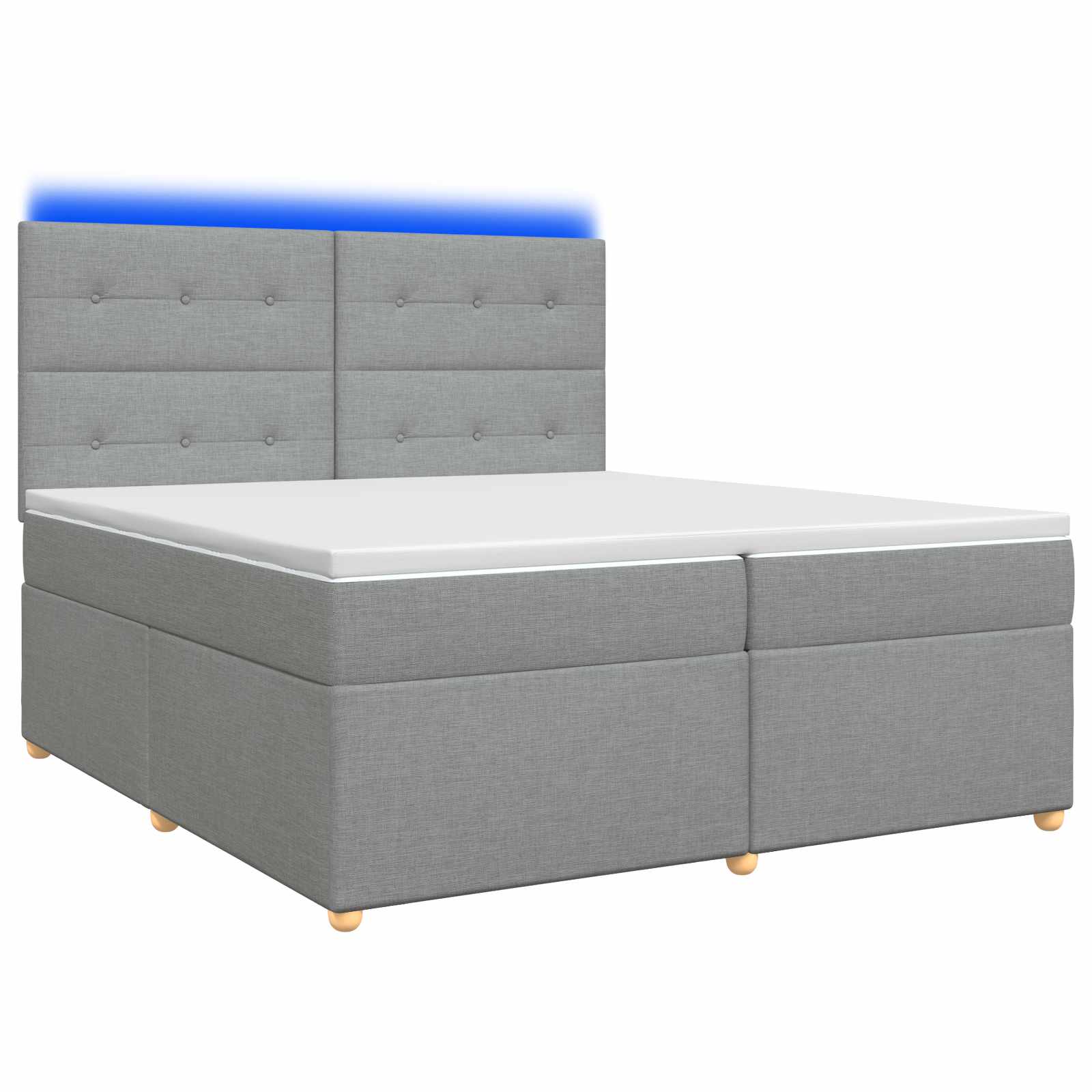 Κρεβάτι box spring με στρώμα Ανοιχτό γκρι 200 x 200 cm Ύφασμα - Pakobazaar