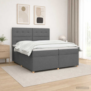 Κρεβάτι box spring με στρώμα Σκούρο Γκρι 200 x 200 cm Ύφασμα - Pakobazaar
